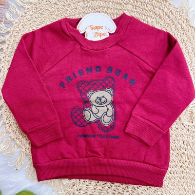 Conj. Casaco Friend Bear e Calça de Moletom - Vermelho